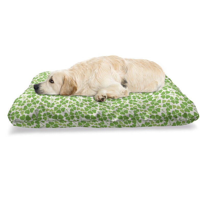 East Urban Home Ambesonne Irish Pet Bed Gaelic Nature Garden Theme Spring Clovers With Hearts Freshness Chew Resistant Pad For Dogs And Cats Cushion With Removable Cover 24 X 39